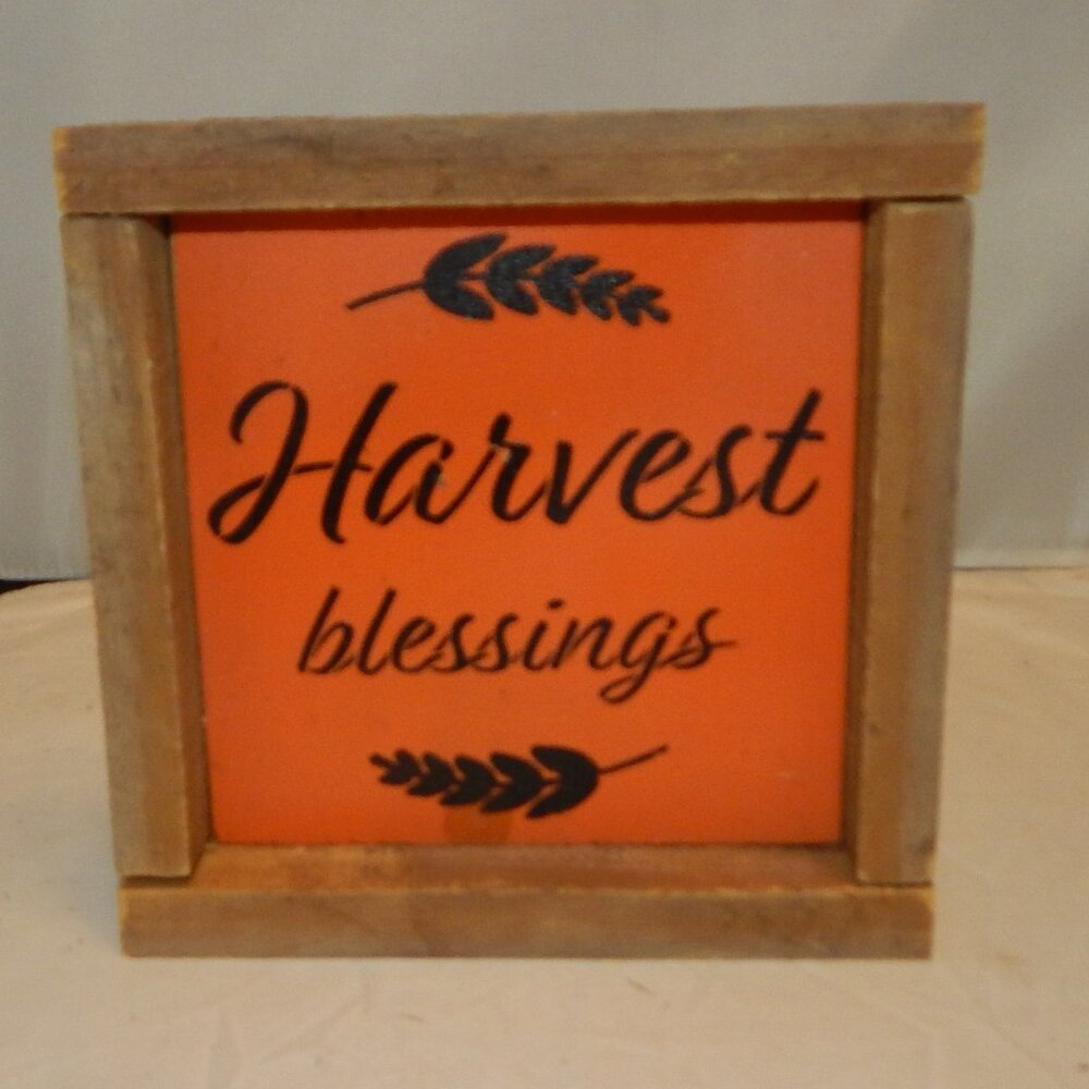 🍁 "Harvest Blessings" Rustic Framed Wood Sign